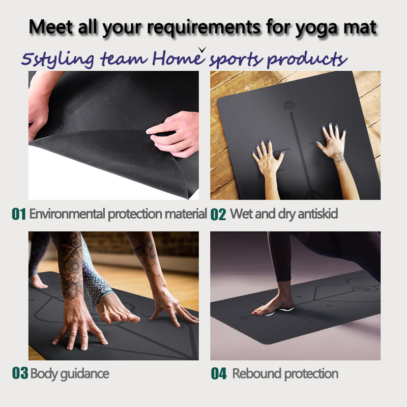 Linea di posizione per tappetino yoga in gomma naturale Pu, assorbimento del sudore e antiscivolo, tappetino di lusso in terra, tappetino fitness per sala yoga per uomini e donne