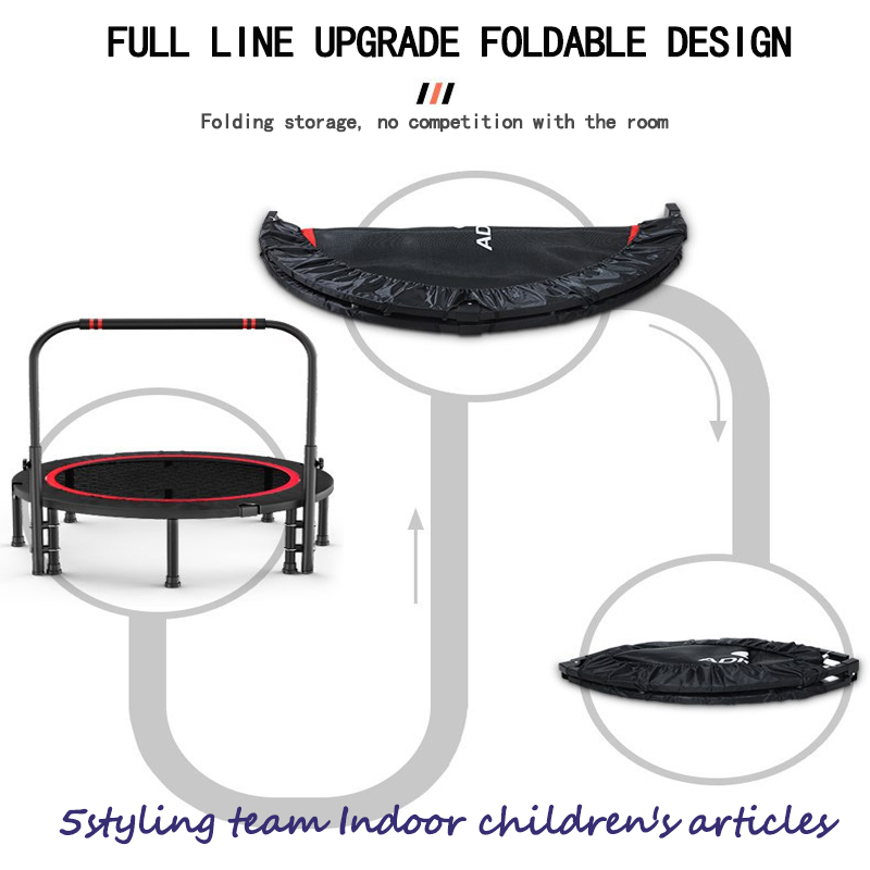 Commerciale esagono trampolino per adulti per fitness, bambini, trampolino elastico al coperto e all'aperto, con ringhiera a mano