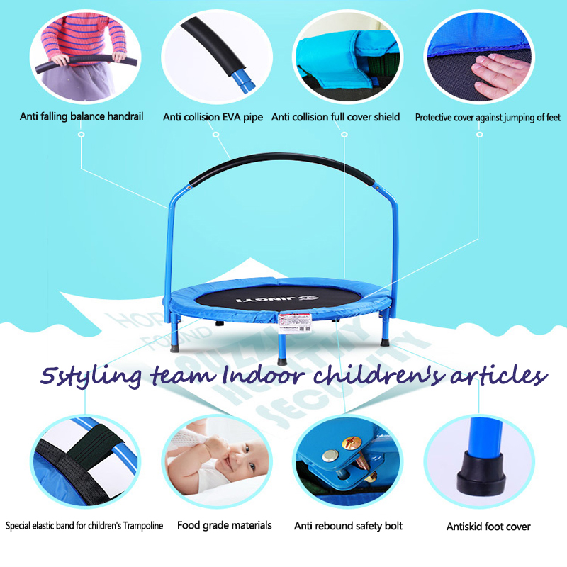 Trampolina bambini\'s domestico trampolino elastico elastico pieghevole per bambini\\\\\\\\\'s study letto rimbalzante con handlrail